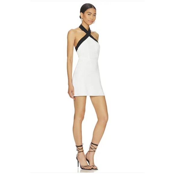 superdown Dresses & Skirts - Superdown Revolve Mini Dress Size Small Brielle Cross Front Halter White Black